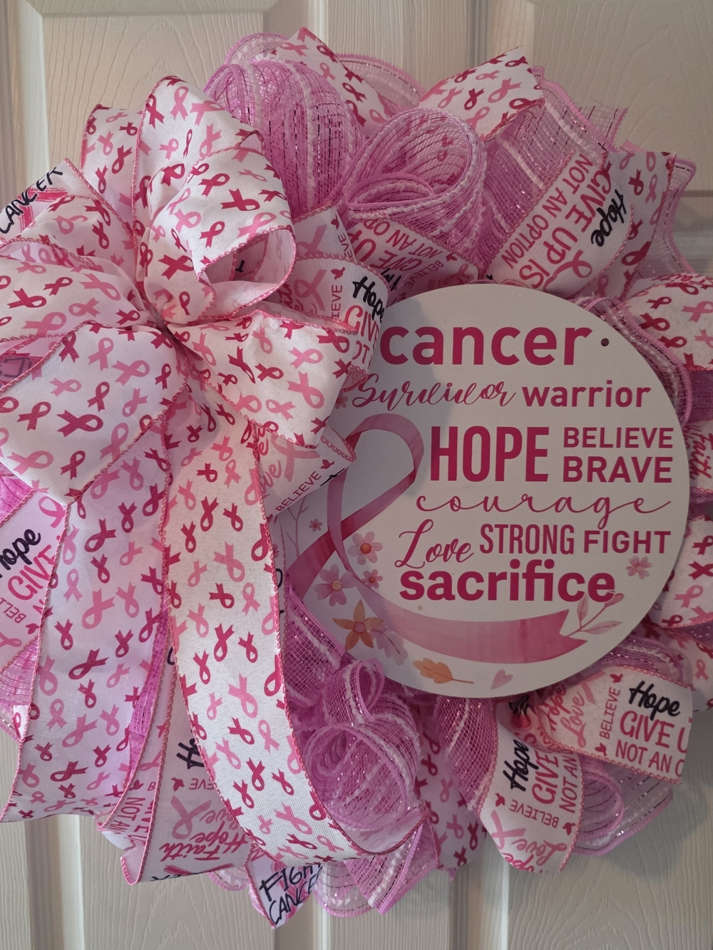 Pink Breast Cancer Awareness Wreath - Hope & Courage Décor